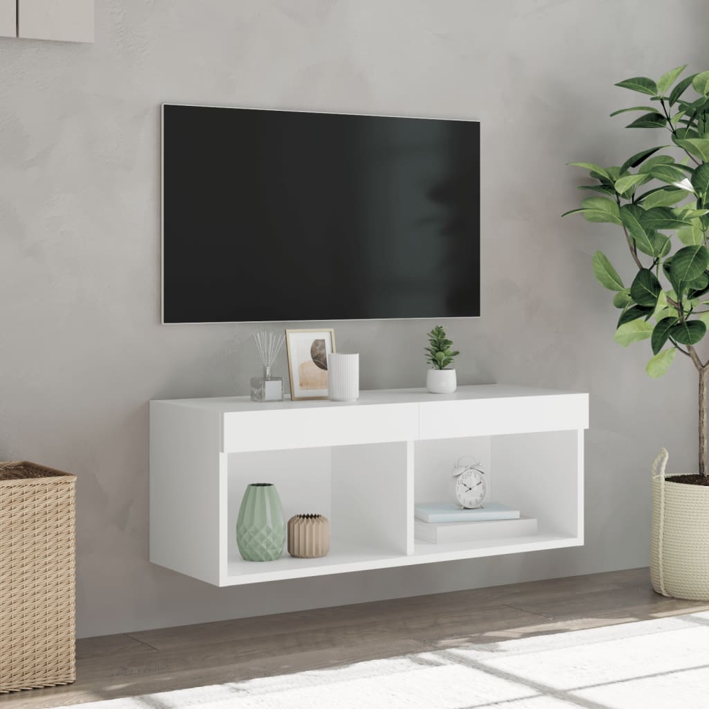 Meuble TV avec lumières LED blanc 80x30x30 cm - XIOS