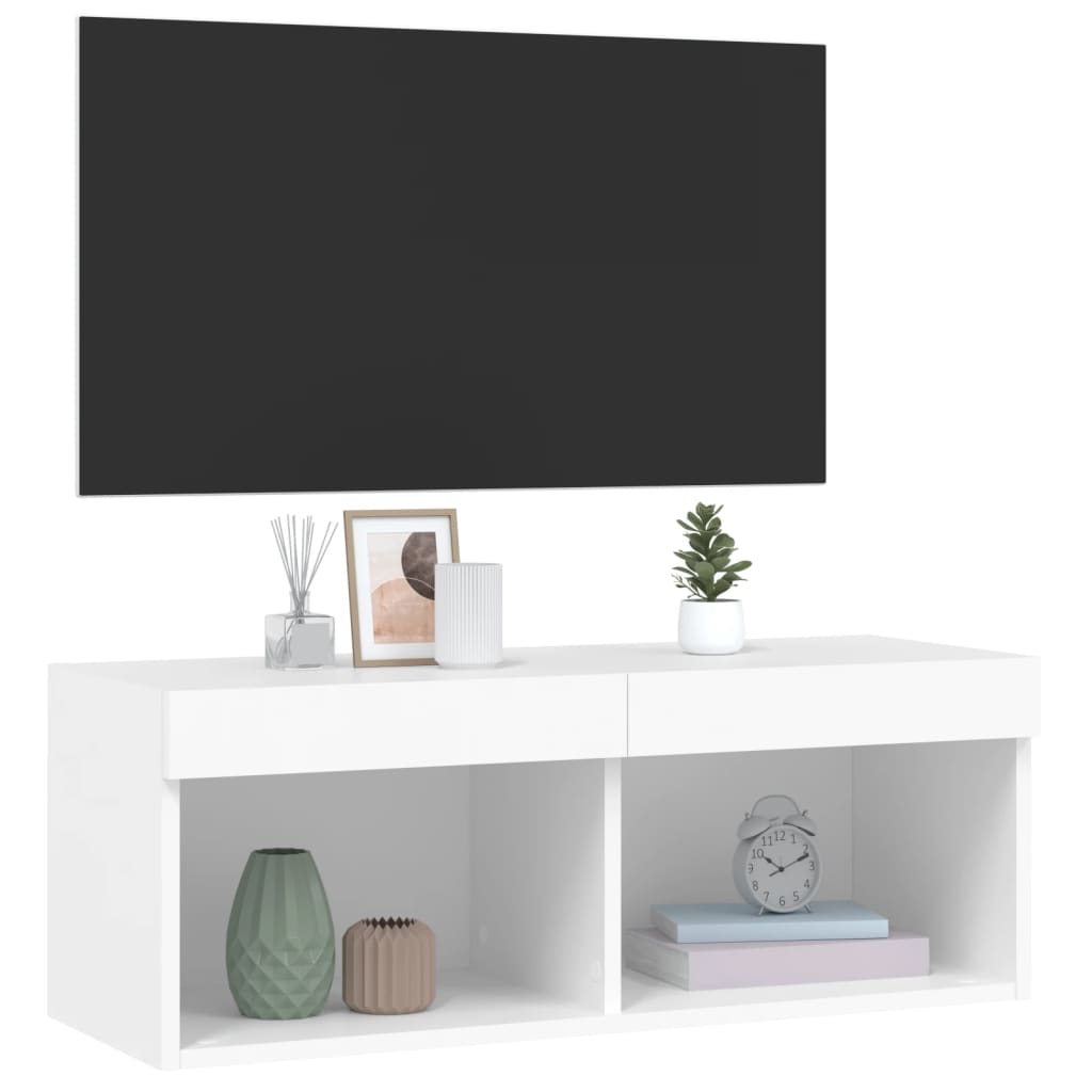 Meuble TV avec lumières LED blanc 80x30x30 cm - XIOS
