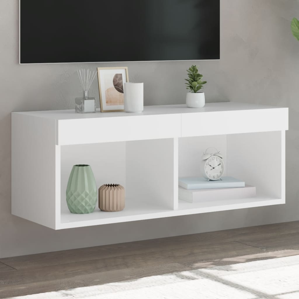 Meuble TV avec lumières LED blanc 80x30x30 cm - XIOS