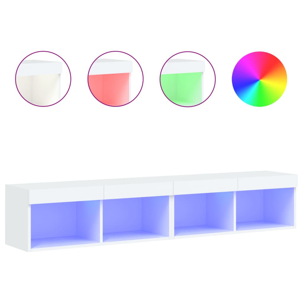 Meubles TV avec lumières LED 2 pcs blanc 80x30x30 cm - XIOS