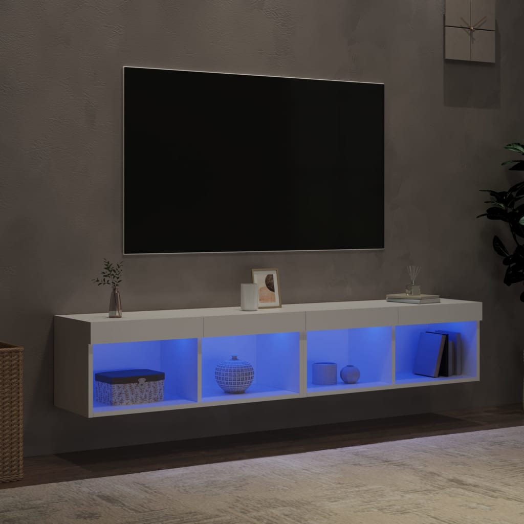 Meubles TV avec lumières LED 2 pcs blanc 80x30x30 cm - XIOS