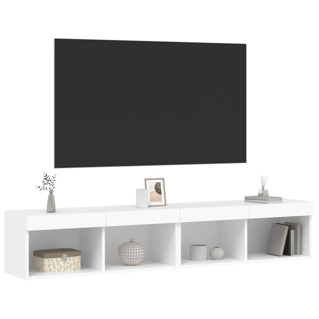 Meubles TV avec lumières LED 2 pcs blanc 80x30x30 cm - XIOS