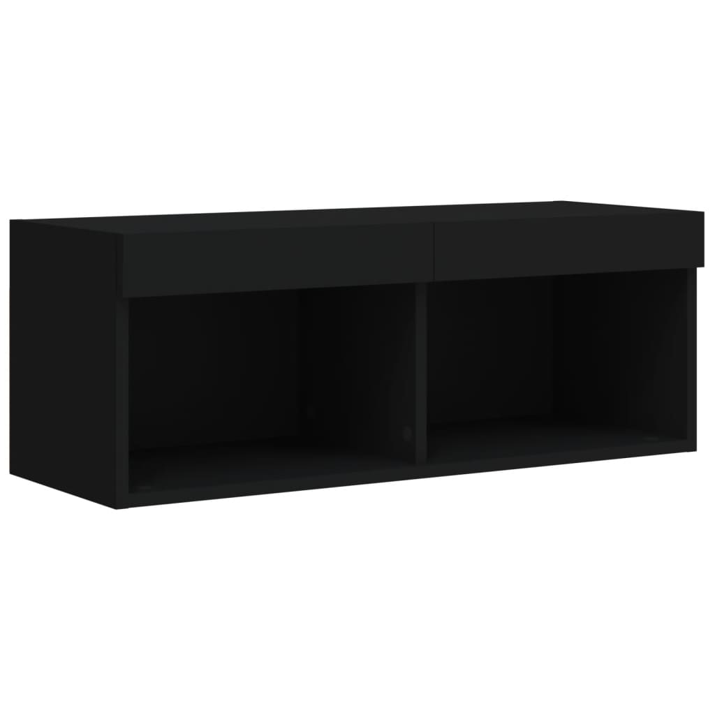 Meuble TV avec lumières LED noir 80x30x30 cm - XIOS