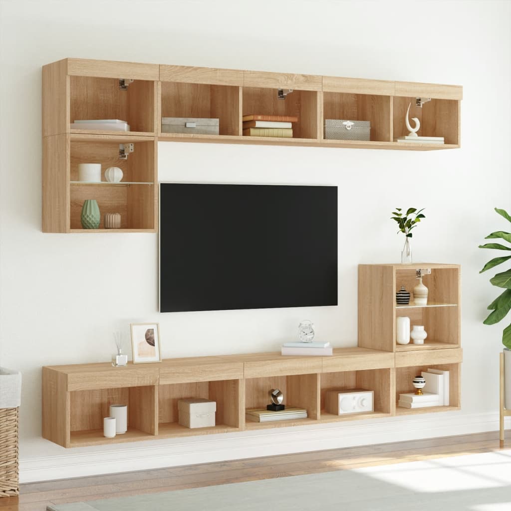 Meubles TV avec lumières LED 2 pcs chêne sonoma 80x30x30 cm - XIOS