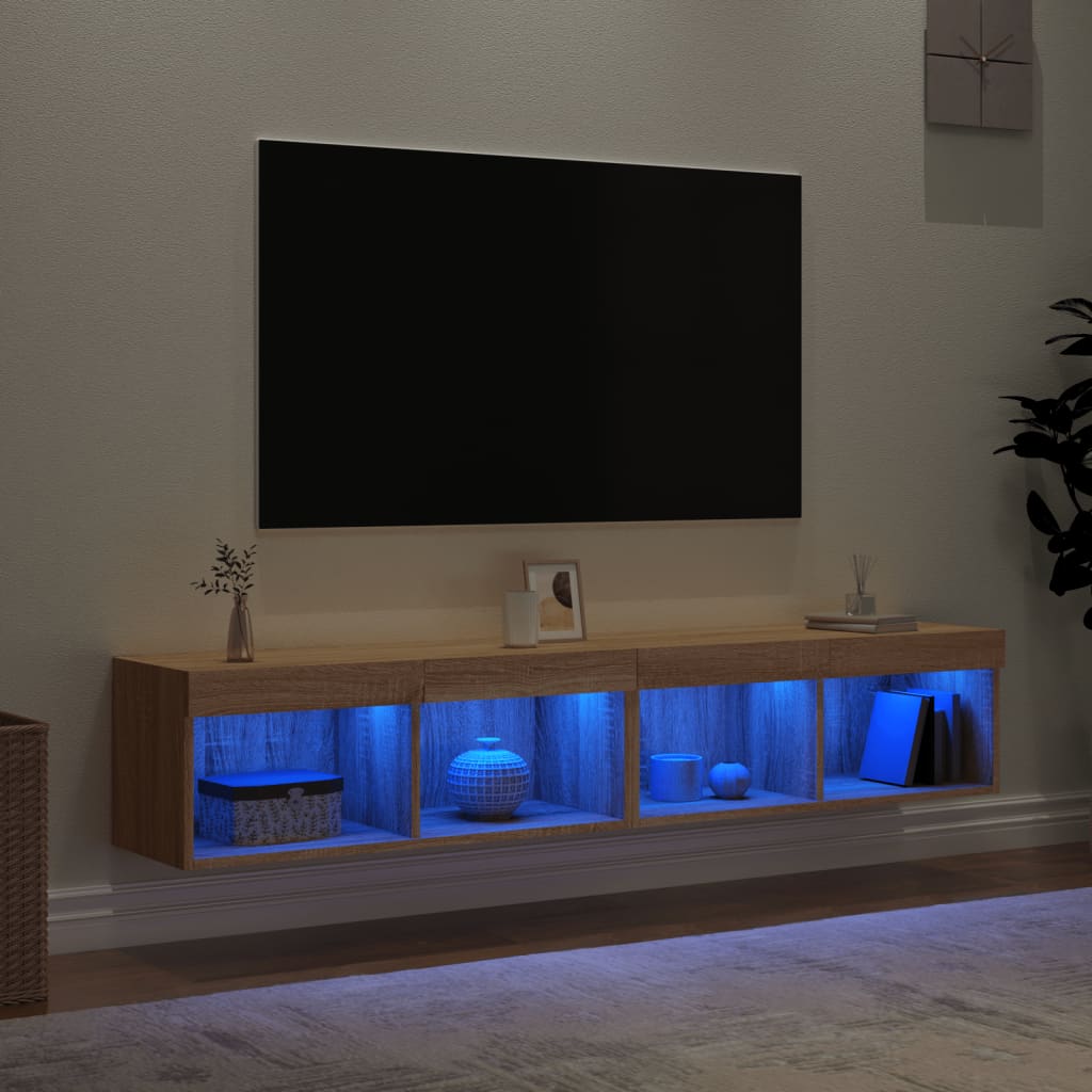 Meubles TV avec lumières LED 2 pcs chêne sonoma 80x30x30 cm - XIOS