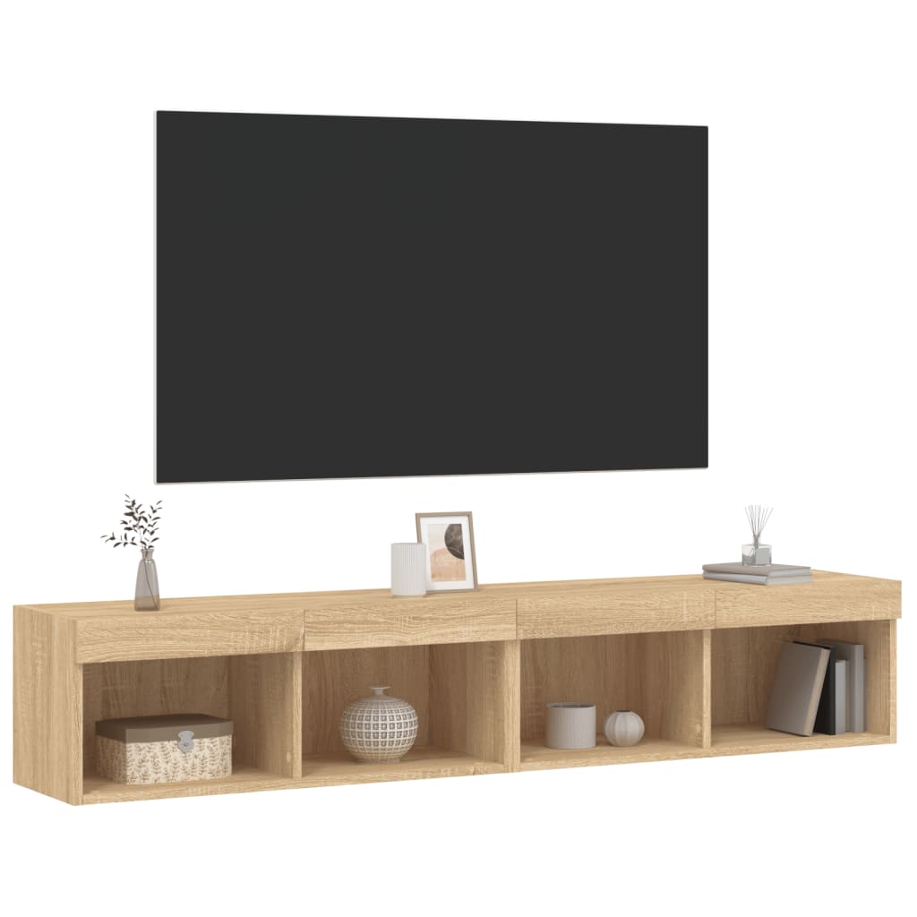 Meubles TV avec lumières LED 2 pcs chêne sonoma 80x30x30 cm - XIOS