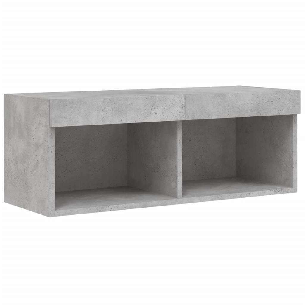 Meuble TV avec lumières LED gris béton 80x30x30 cm - XIOS