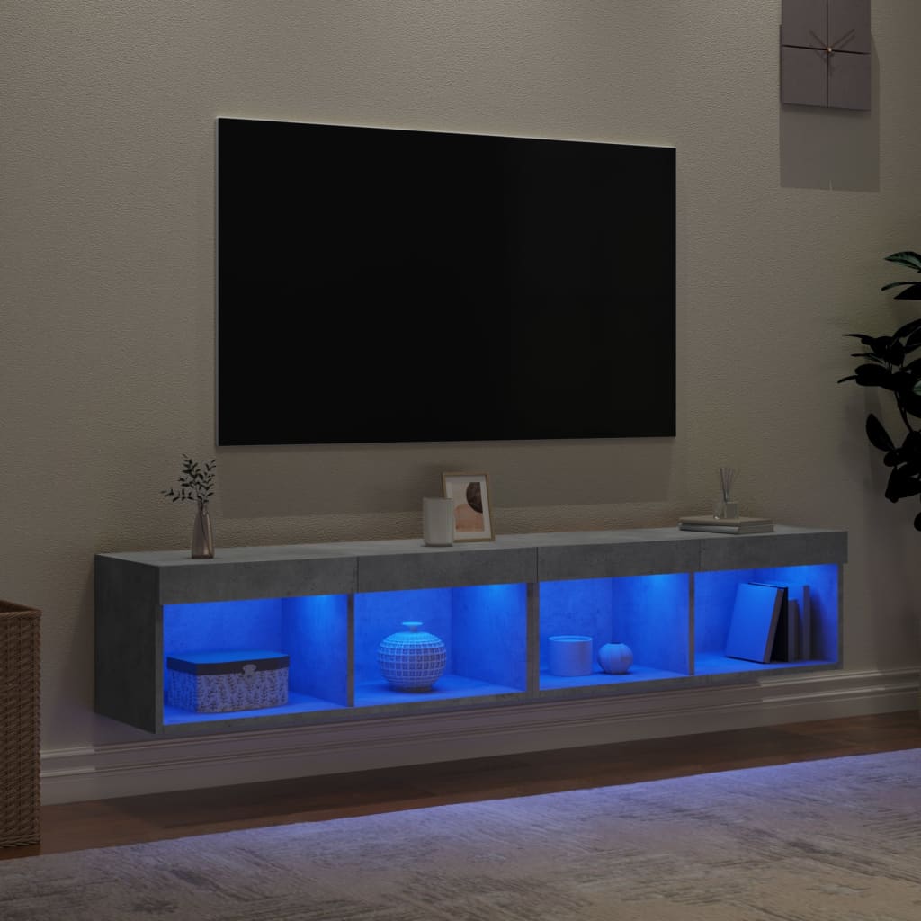 Meubles TV avec lumières LED 2 pcs gris béton 80x30x30 cm - XIOS