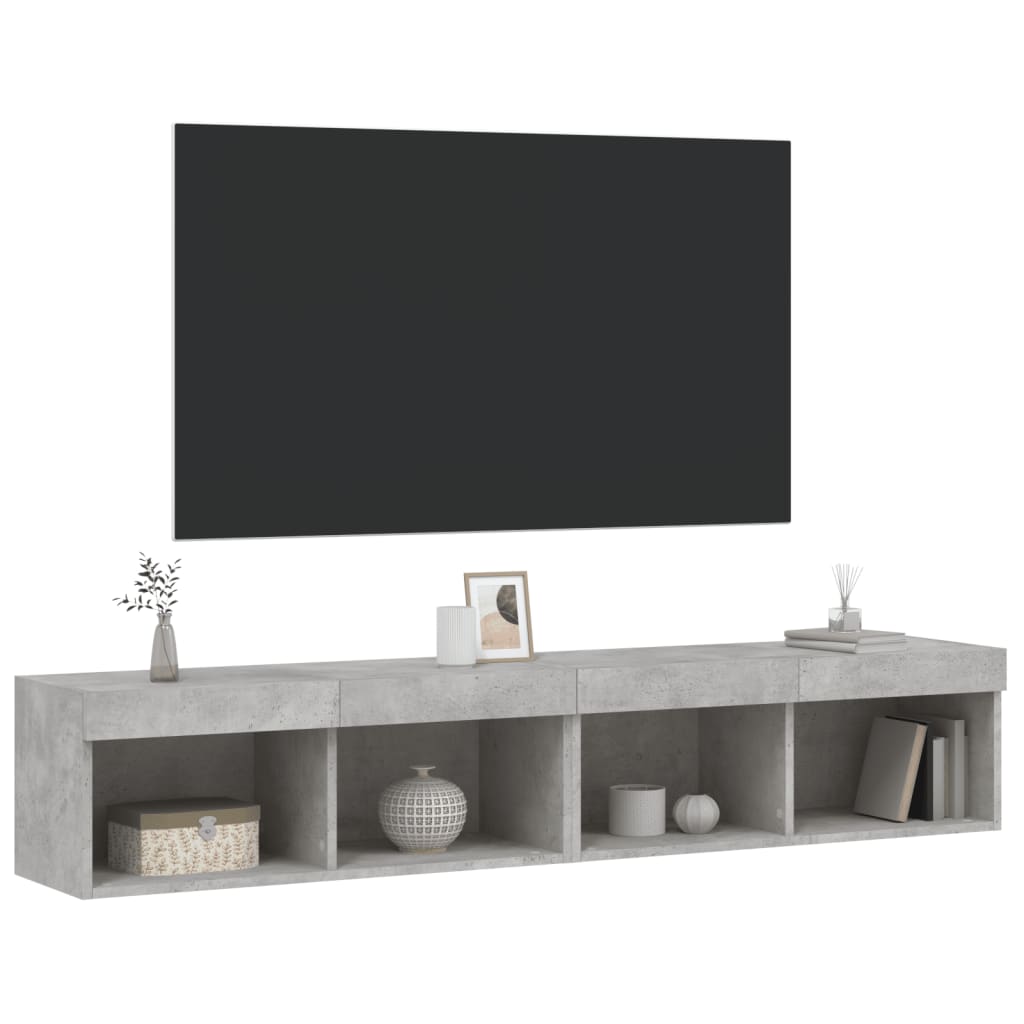 Meubles TV avec lumières LED 2 pcs gris béton 80x30x30 cm - XIOS