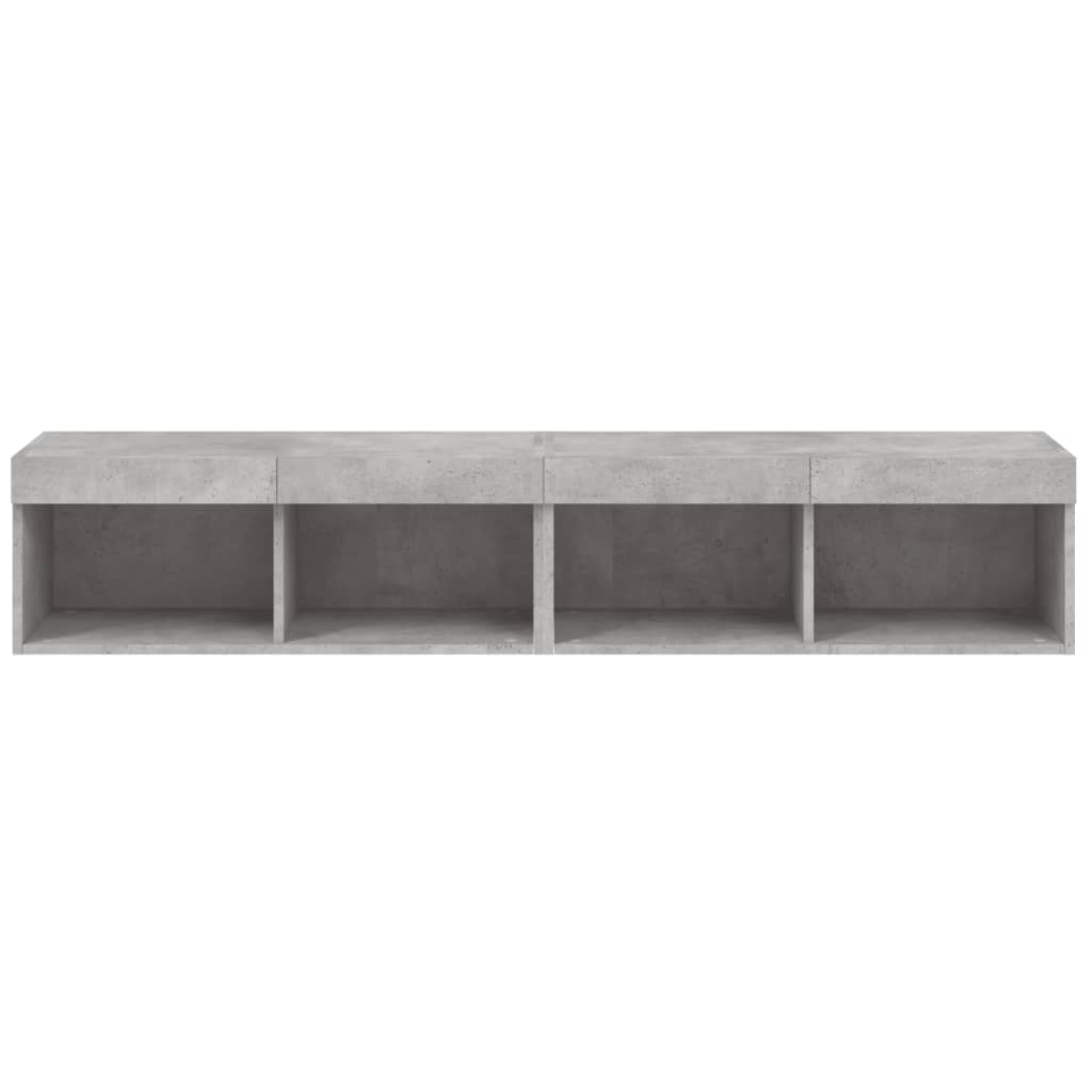 Meubles TV avec lumières LED 2 pcs gris béton 80x30x30 cm - XIOS
