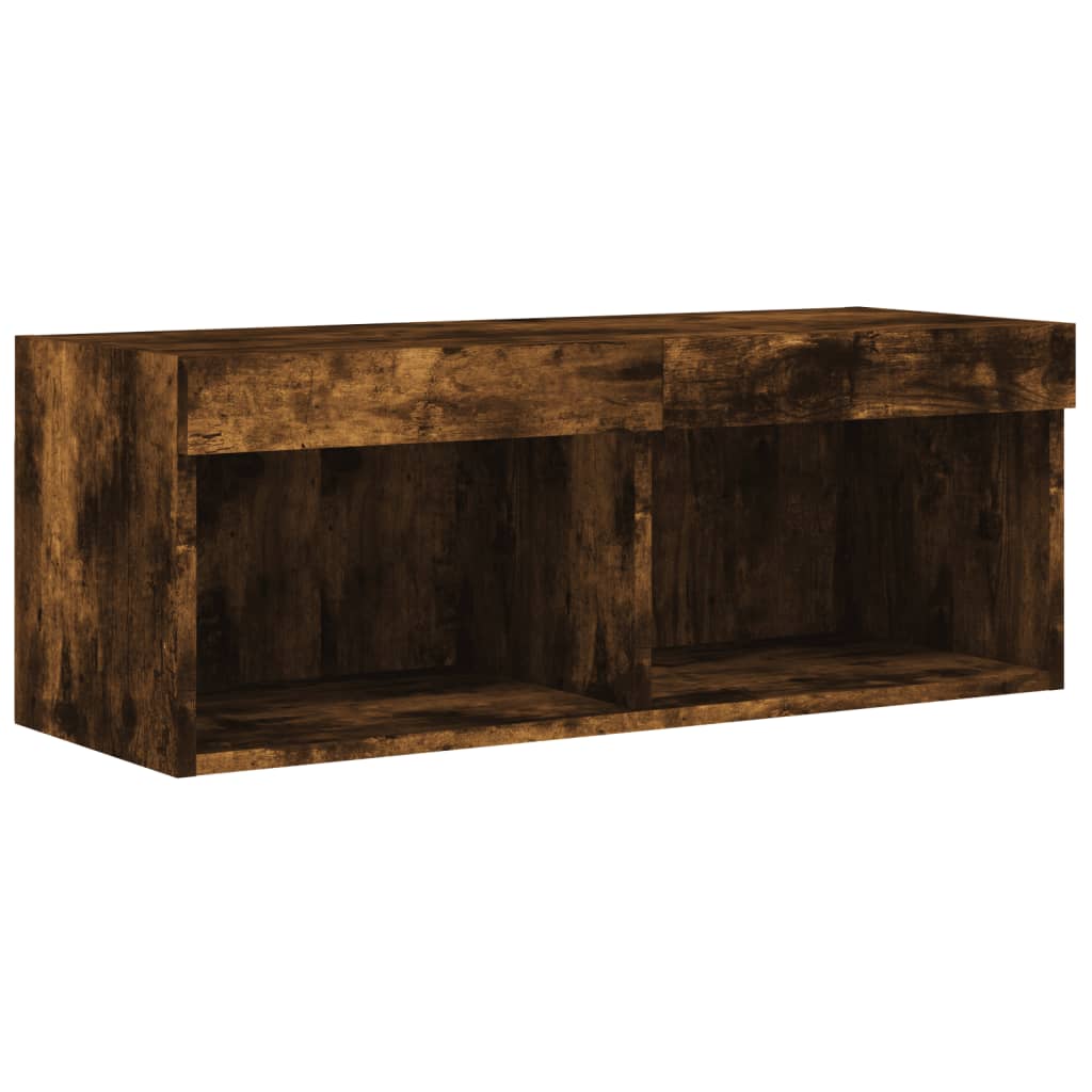 Meuble TV avec lumières LED chêne fumé 80x30x30 cm - XIOS