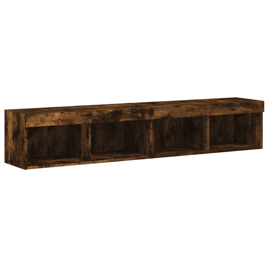 Meubles TV avec lumières LED 2 pcs chêne fumé 80x30x30 cm - XIOS