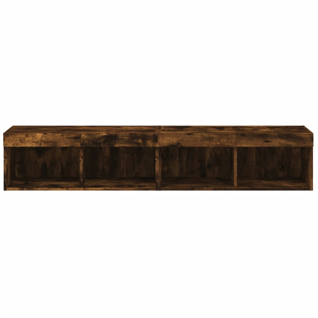 Meubles TV avec lumières LED 2 pcs chêne fumé 80x30x30 cm - XIOS