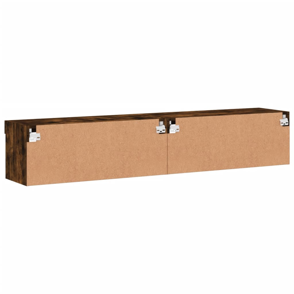 Meubles TV avec lumières LED 2 pcs chêne fumé 80x30x30 cm - XIOS