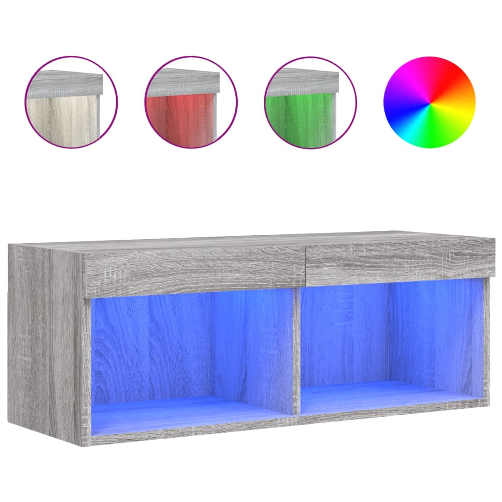 Meuble TV avec lumières LED sonoma gris 80x30x30 cm - XIOS