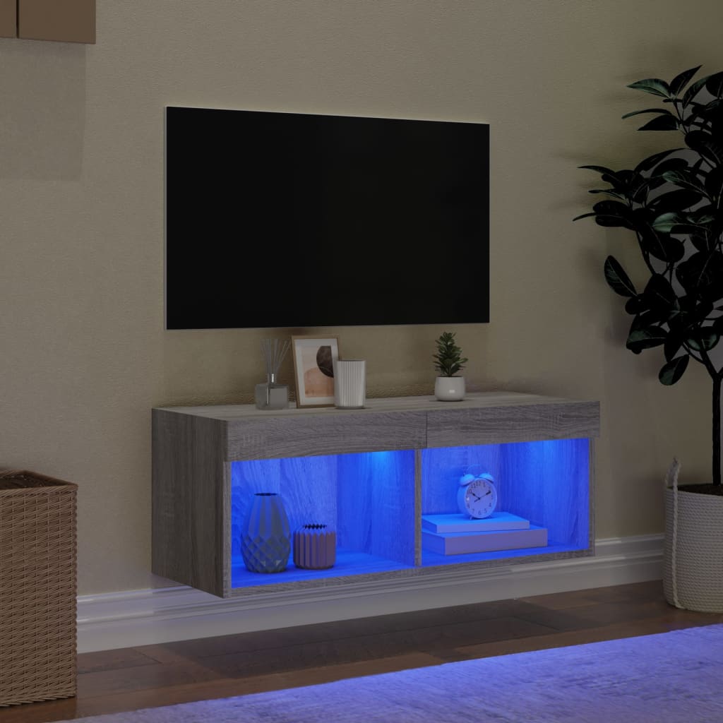 Meuble TV avec lumières LED sonoma gris 80x30x30 cm - XIOS