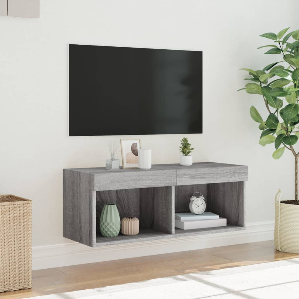 Meuble TV avec lumières LED sonoma gris 80x30x30 cm - XIOS