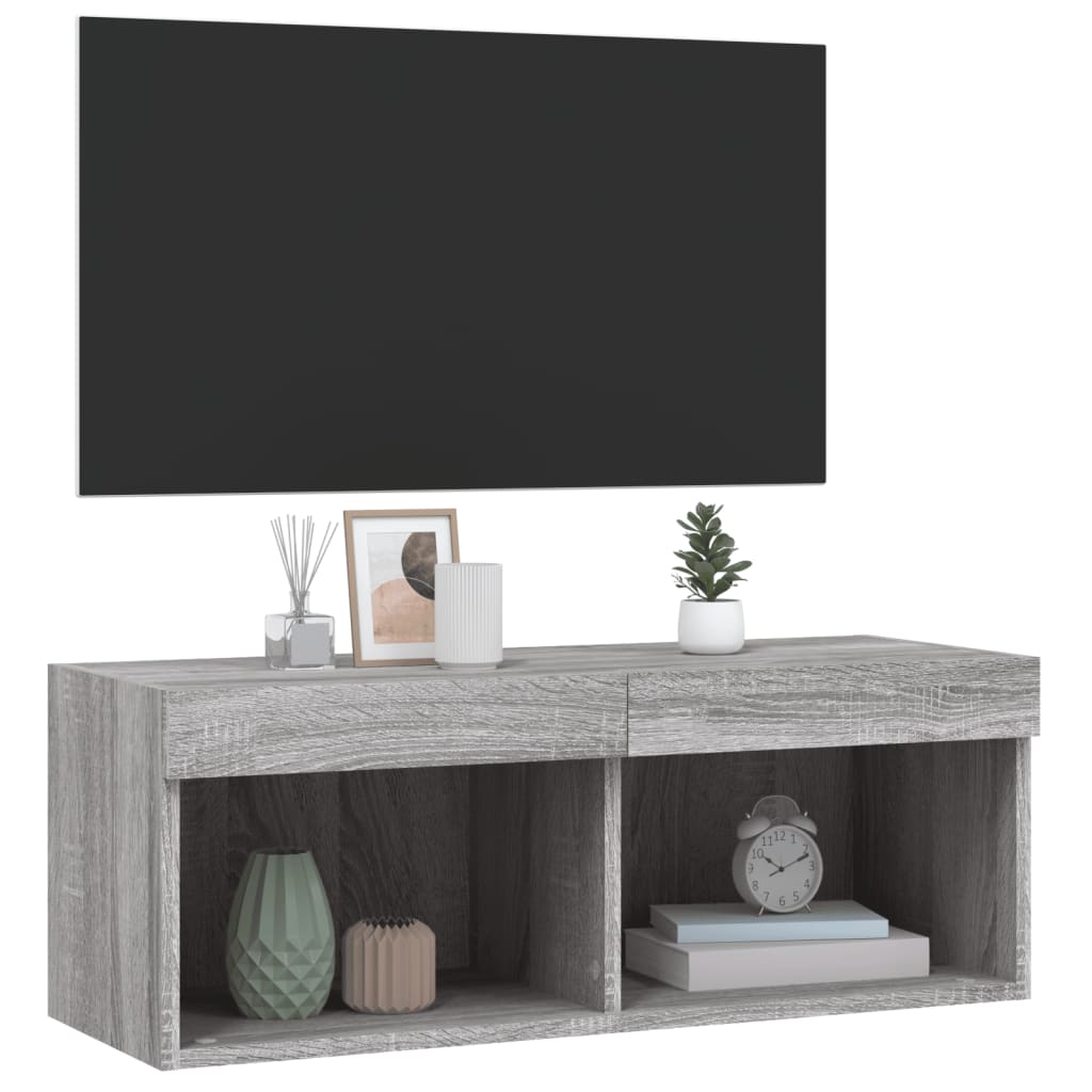 Meuble TV avec lumières LED sonoma gris 80x30x30 cm - XIOS