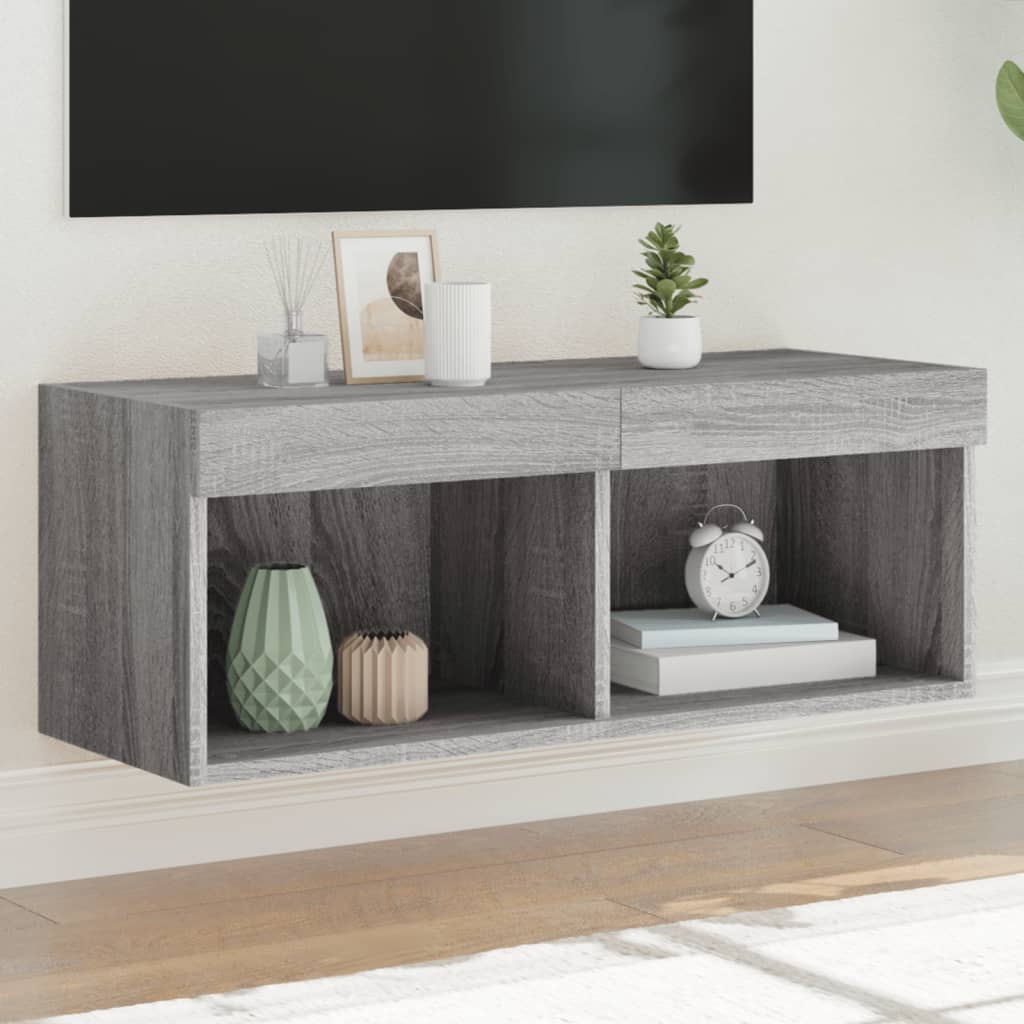 Meuble TV avec lumières LED sonoma gris 80x30x30 cm - XIOS