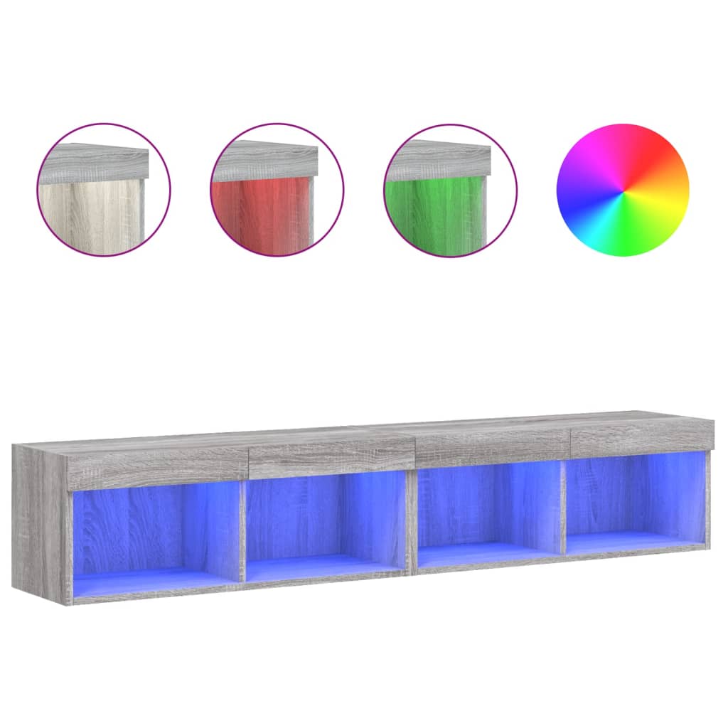 Meubles TV avec lumières LED 2 pcs sonoma gris 80x30x30 cm - XIOS