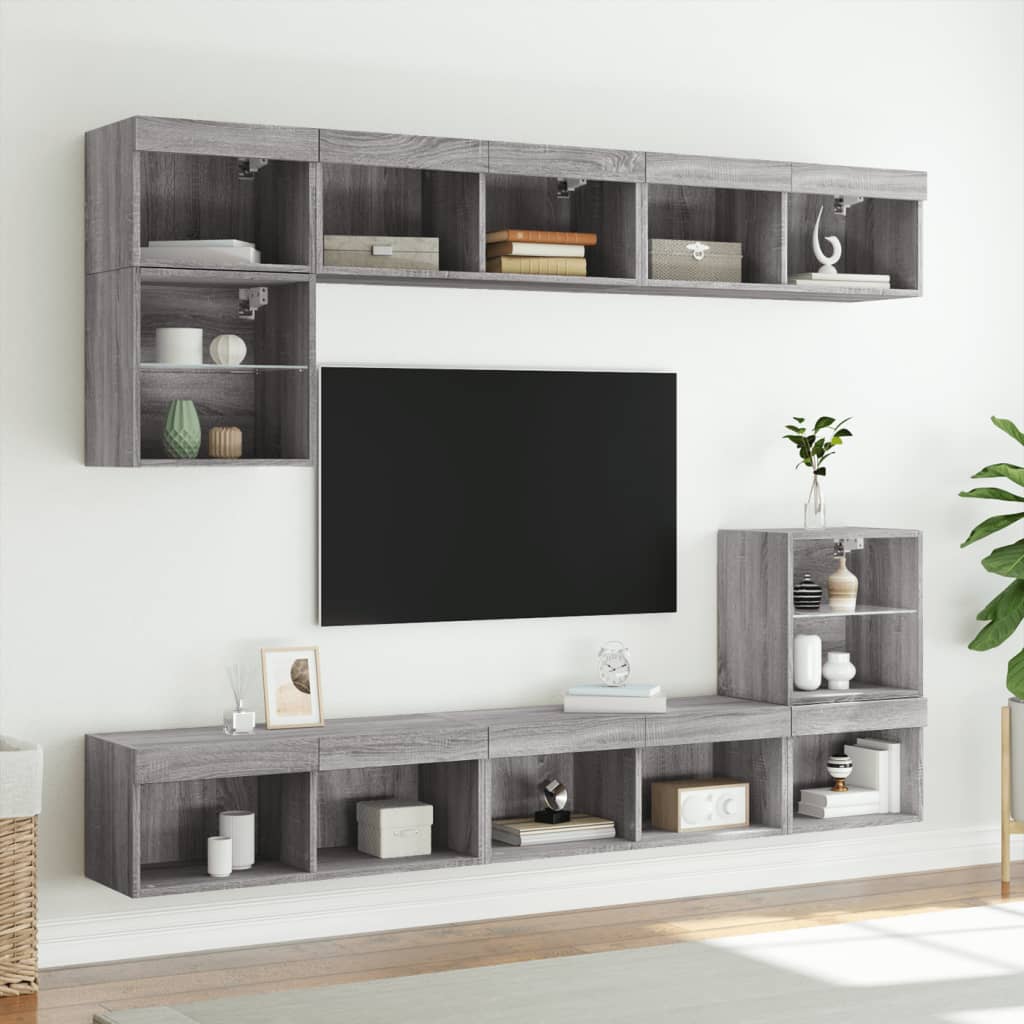 Meubles TV avec lumières LED 2 pcs sonoma gris 80x30x30 cm - XIOS