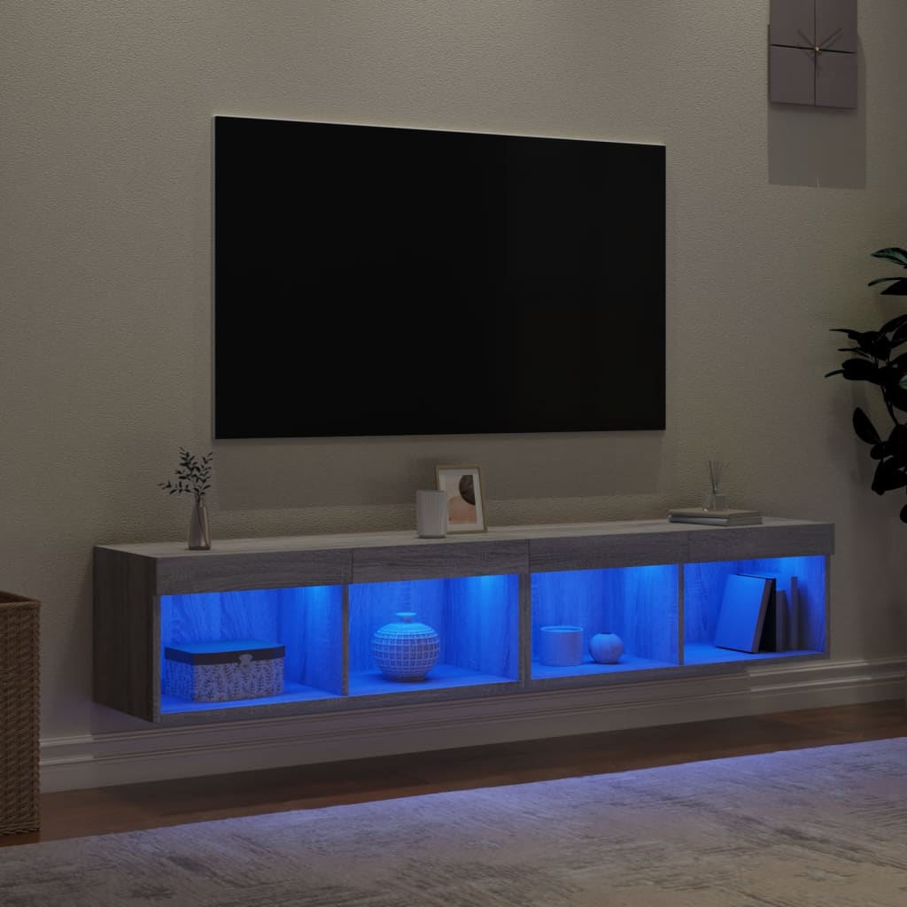 Meubles TV avec lumières LED 2 pcs sonoma gris 80x30x30 cm - XIOS