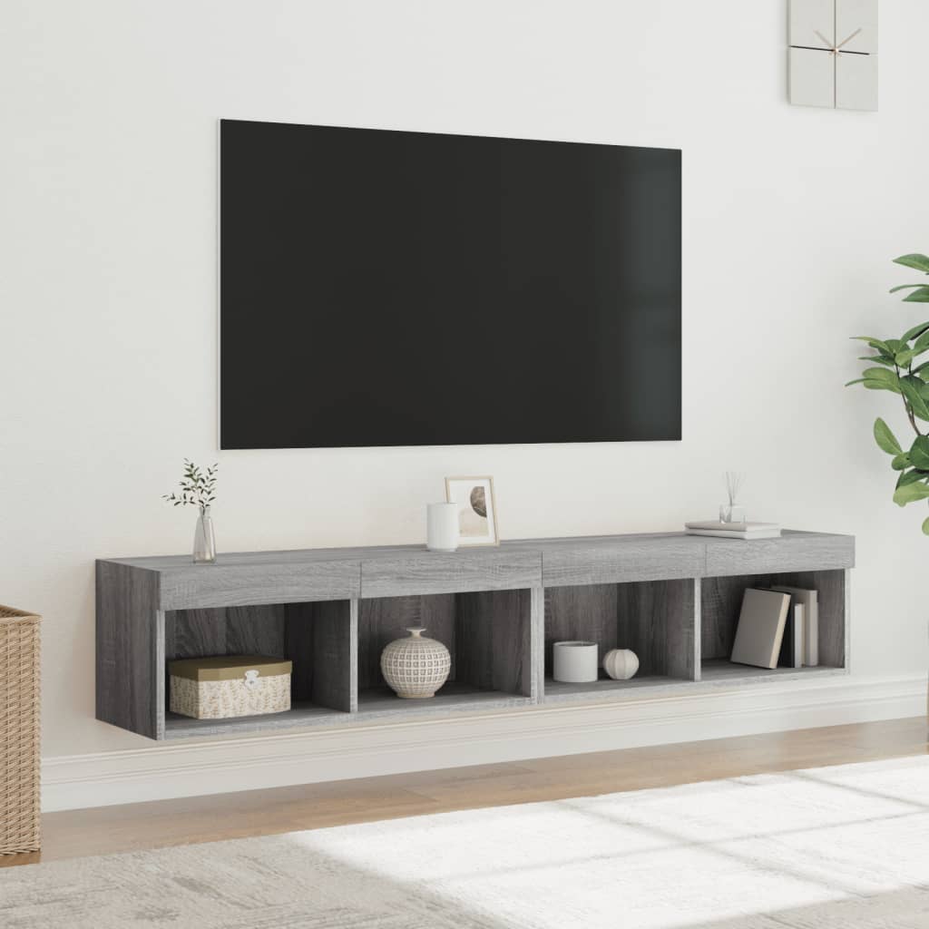 Meubles TV avec lumières LED 2 pcs sonoma gris 80x30x30 cm - XIOS