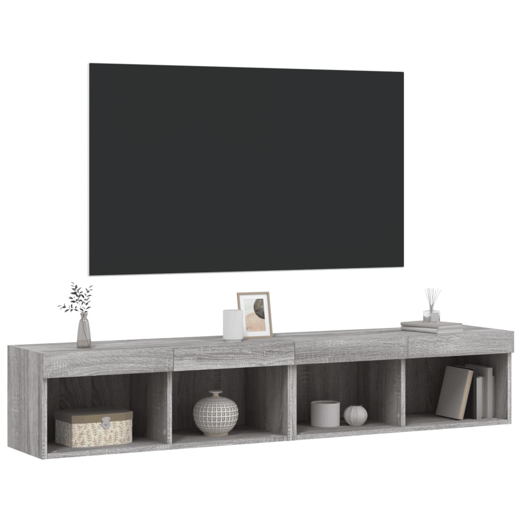 Meubles TV avec lumières LED 2 pcs sonoma gris 80x30x30 cm - XIOS
