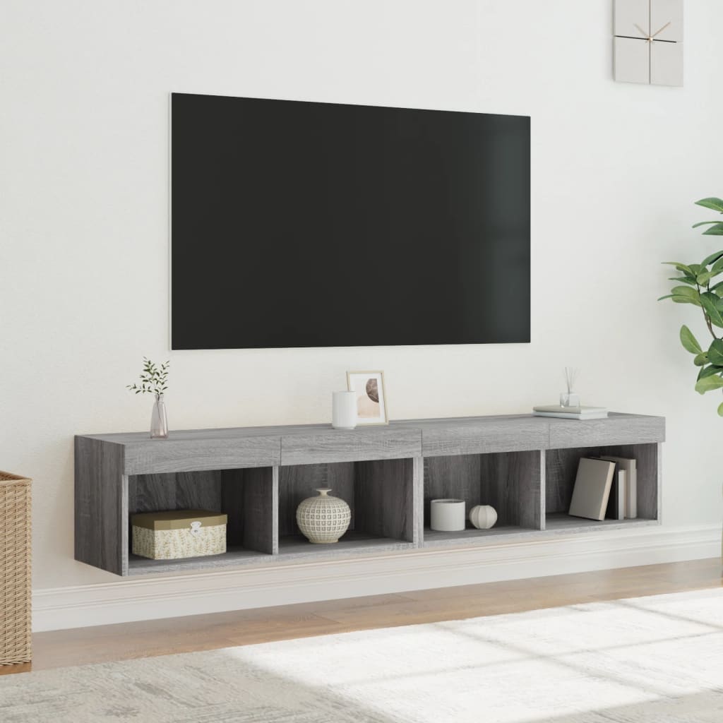 Meubles TV avec lumières LED 2 pcs sonoma gris 80x30x30 cm - XIOS