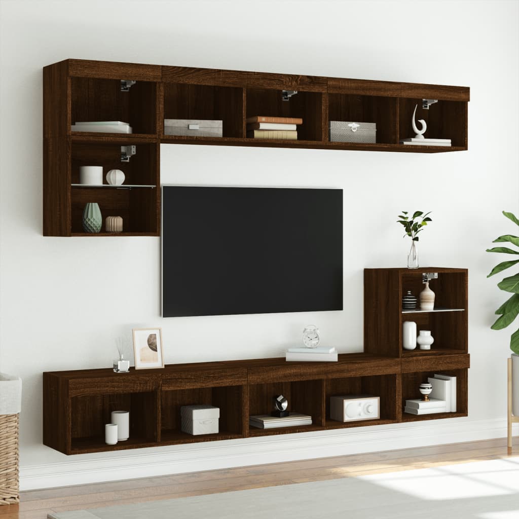 Meuble TV avec lumières LED chêne marron 80x30x30 cm - XIOS