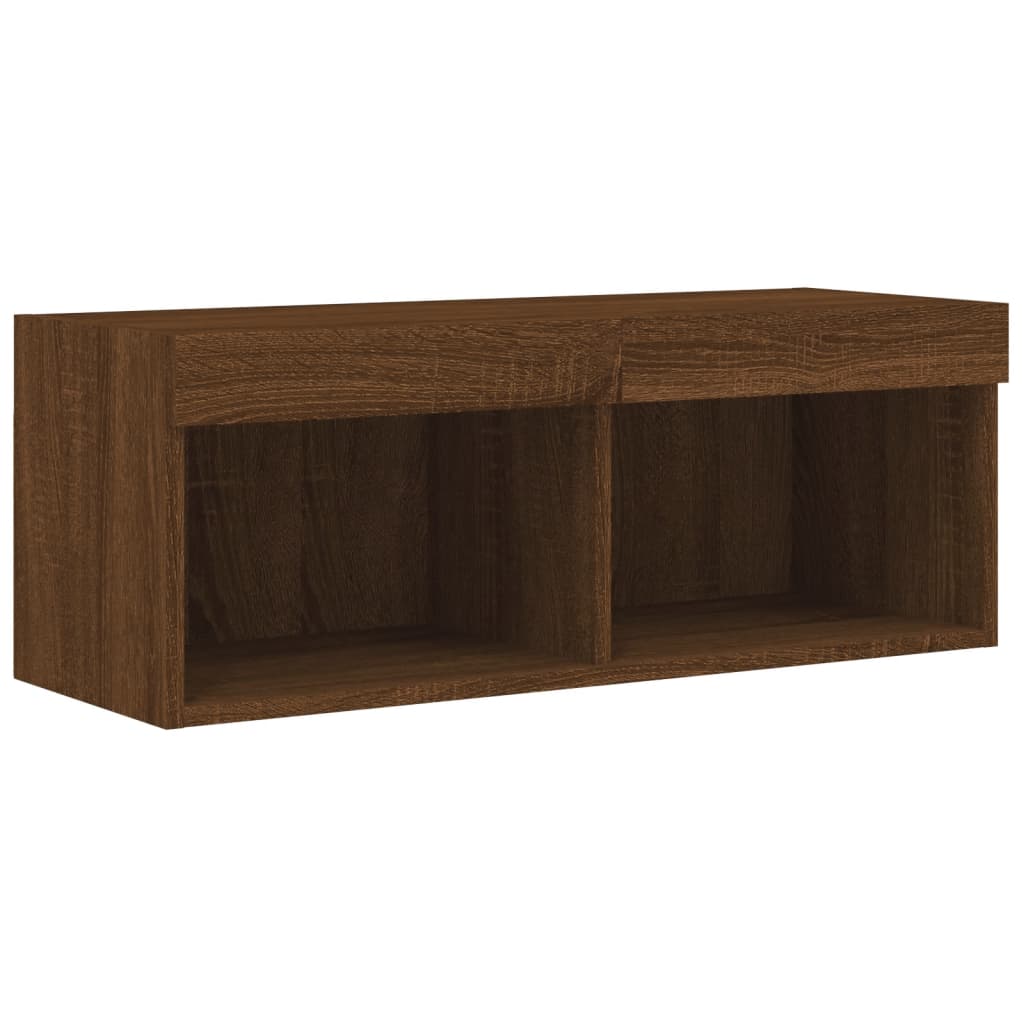 Meuble TV avec lumières LED chêne marron 80x30x30 cm - XIOS