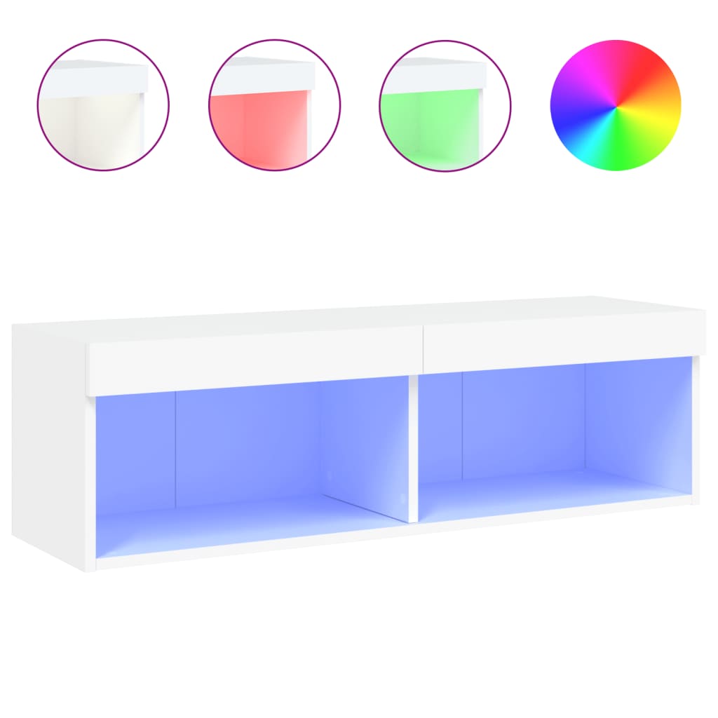 Meuble TV avec lumières LED blanc 100x30x30 cm - XIOS