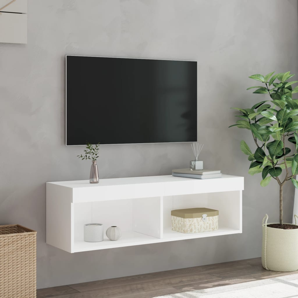 Meuble TV avec lumières LED blanc 100x30x30 cm - XIOS
