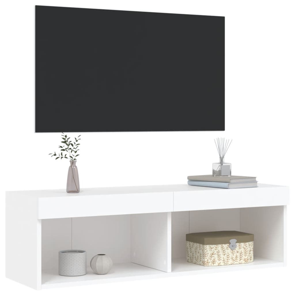 Meuble TV avec lumières LED blanc 100x30x30 cm - XIOS