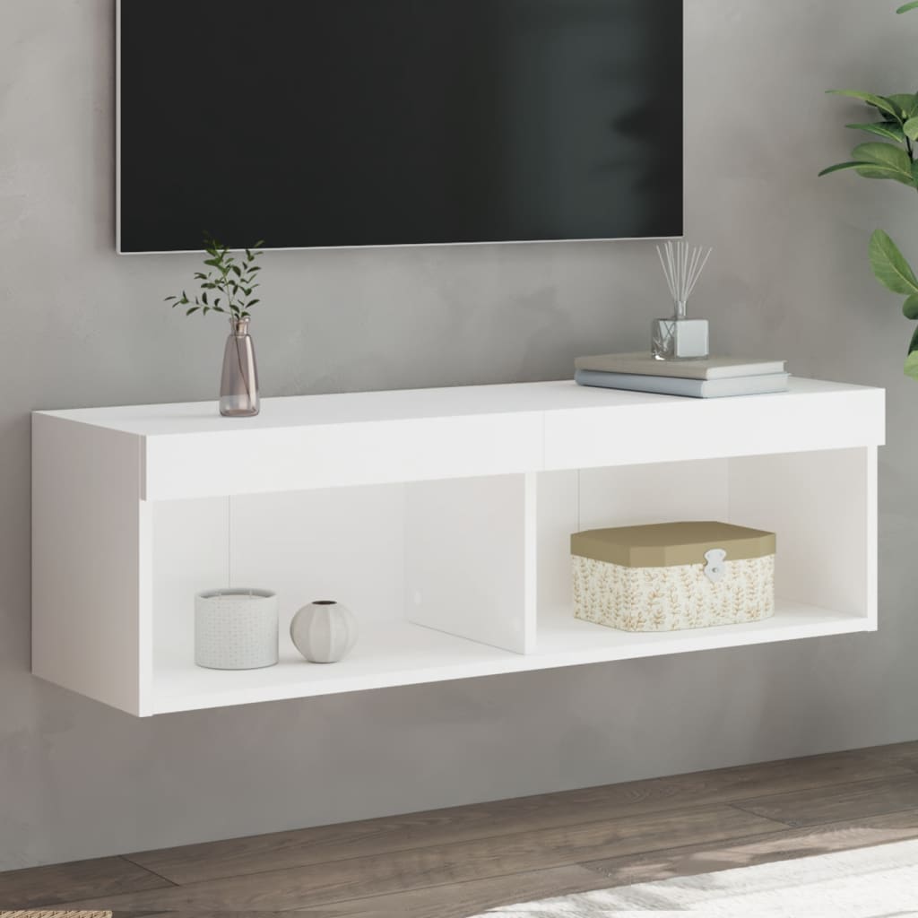 Meuble TV avec lumières LED blanc 100x30x30 cm - XIOS