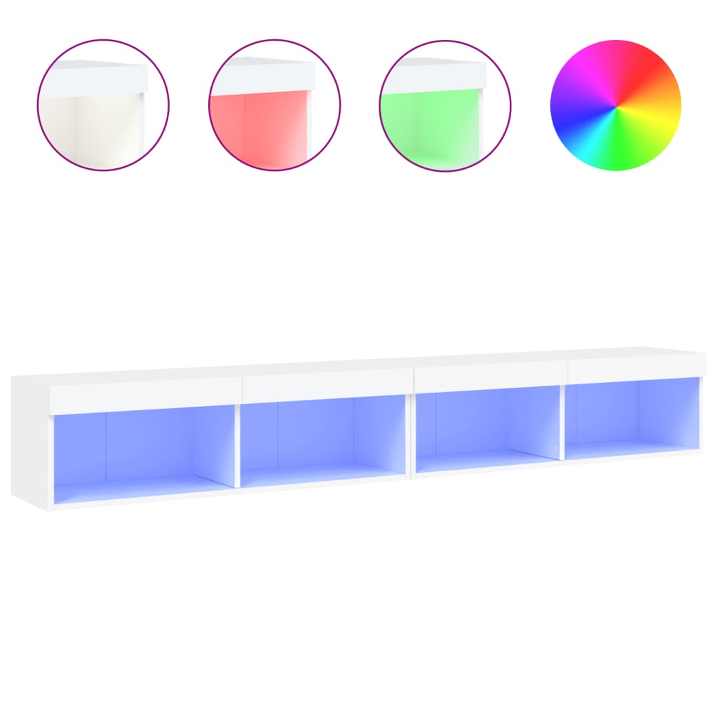 Meubles TV avec lumières LED 2 pcs blanc 100x30x30 cm - XIOS