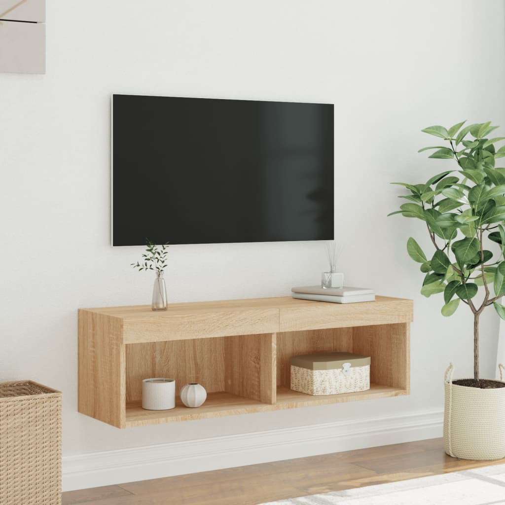 Meuble TV avec lumières LED chêne sonoma 100x30x30 cm - XIOS