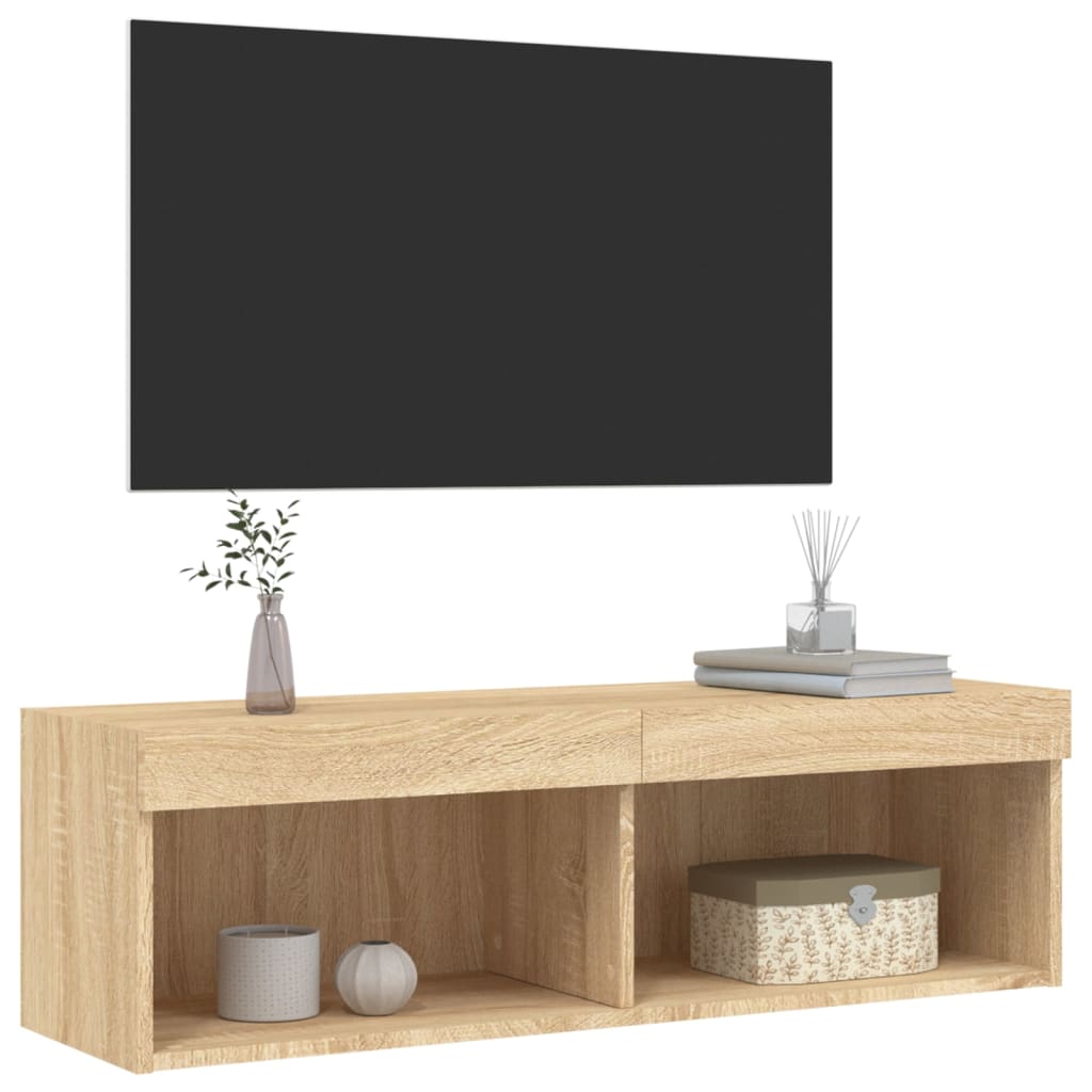 Meuble TV avec lumières LED chêne sonoma 100x30x30 cm - XIOS