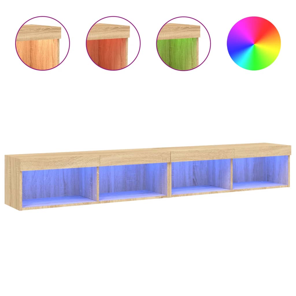 Meubles TV avec lumières LED 2 pcs chêne sonoma 100x30x30 cm - XIOS