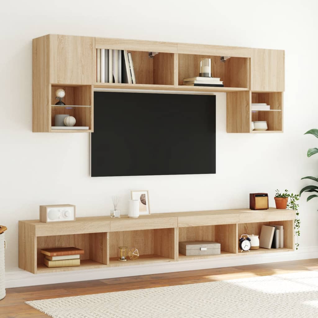Meubles TV avec lumières LED 2 pcs chêne sonoma 100x30x30 cm - XIOS