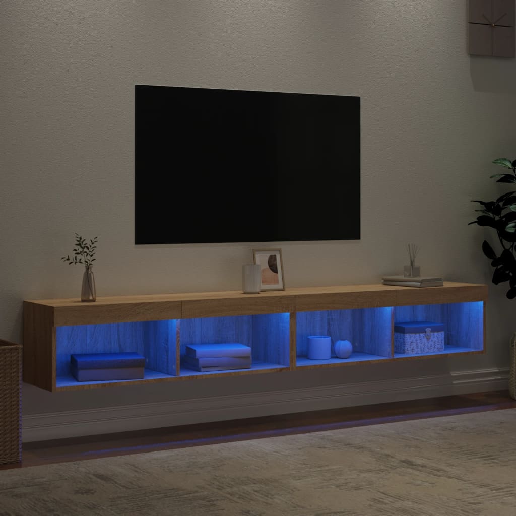 Meubles TV avec lumières LED 2 pcs chêne sonoma 100x30x30 cm - XIOS