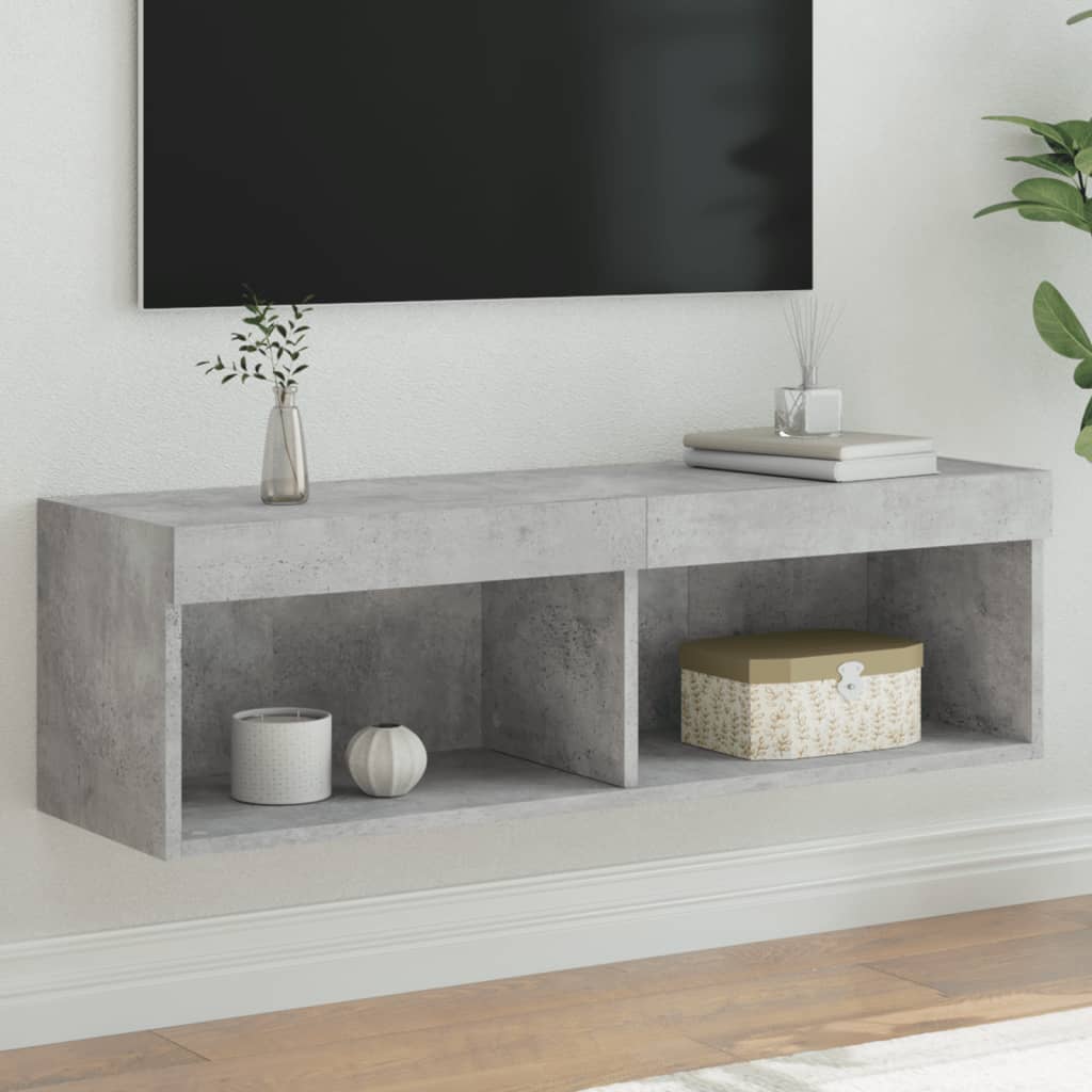 Meuble TV avec lumières LED gris béton 100x30x30 cm - XIOS