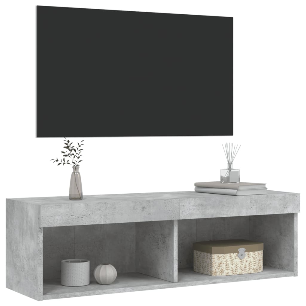Meuble TV avec lumières LED gris béton 100x30x30 cm - XIOS