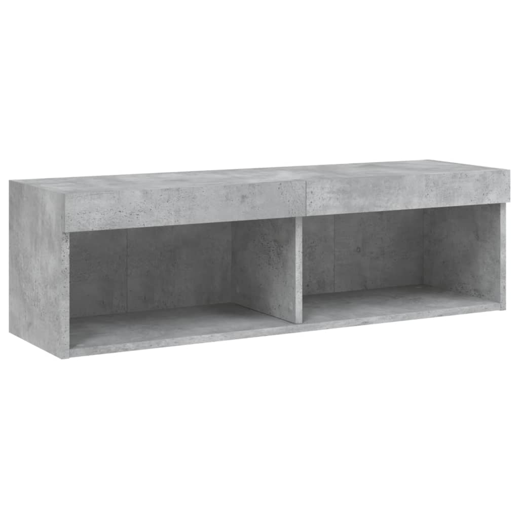 Meuble TV avec lumières LED gris béton 100x30x30 cm - XIOS