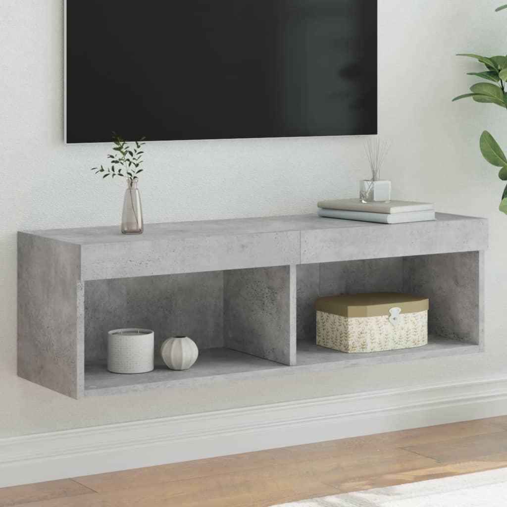 Meuble TV avec lumières LED gris béton 100x30x30 cm - XIOS