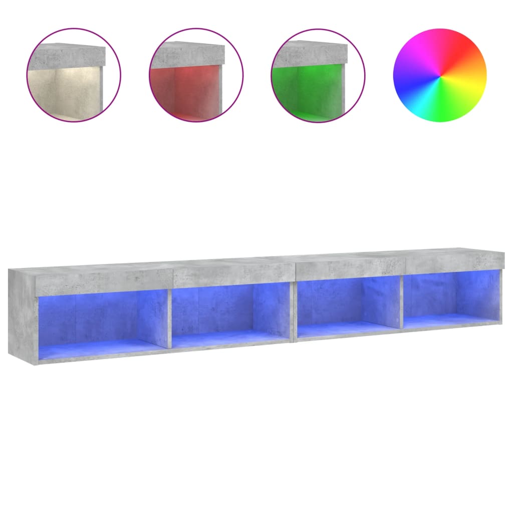 Meubles TV avec lumières LED 2 pcs gris béton 100x30x30 cm - XIOS
