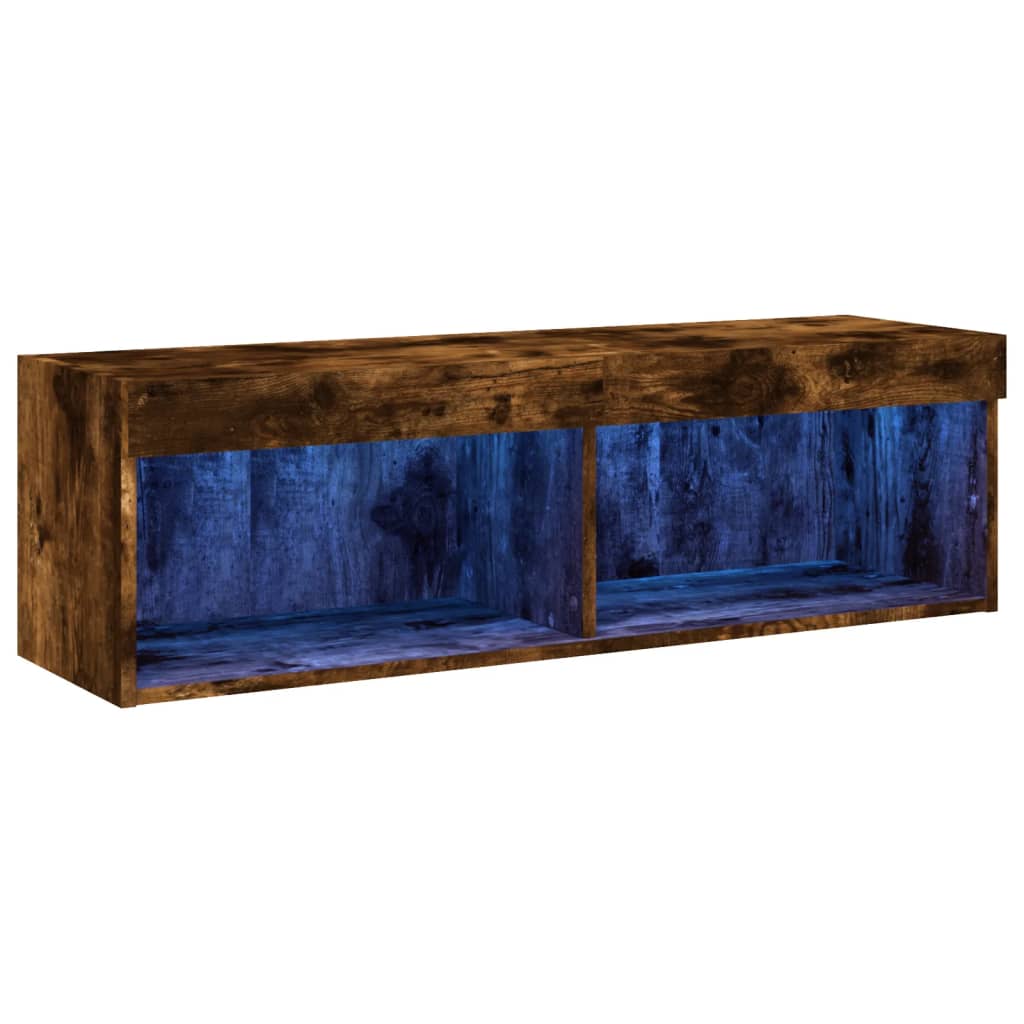 Meuble TV avec lumières LED chêne fumé 100x30x30 cm - XIOS