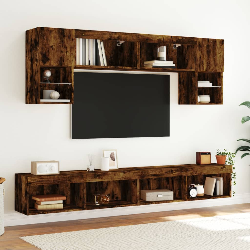 Meuble TV avec lumières LED chêne fumé 100x30x30 cm - XIOS