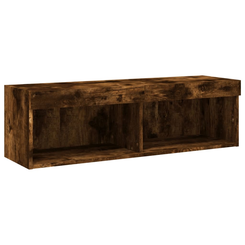 Meuble TV avec lumières LED chêne fumé 100x30x30 cm - XIOS