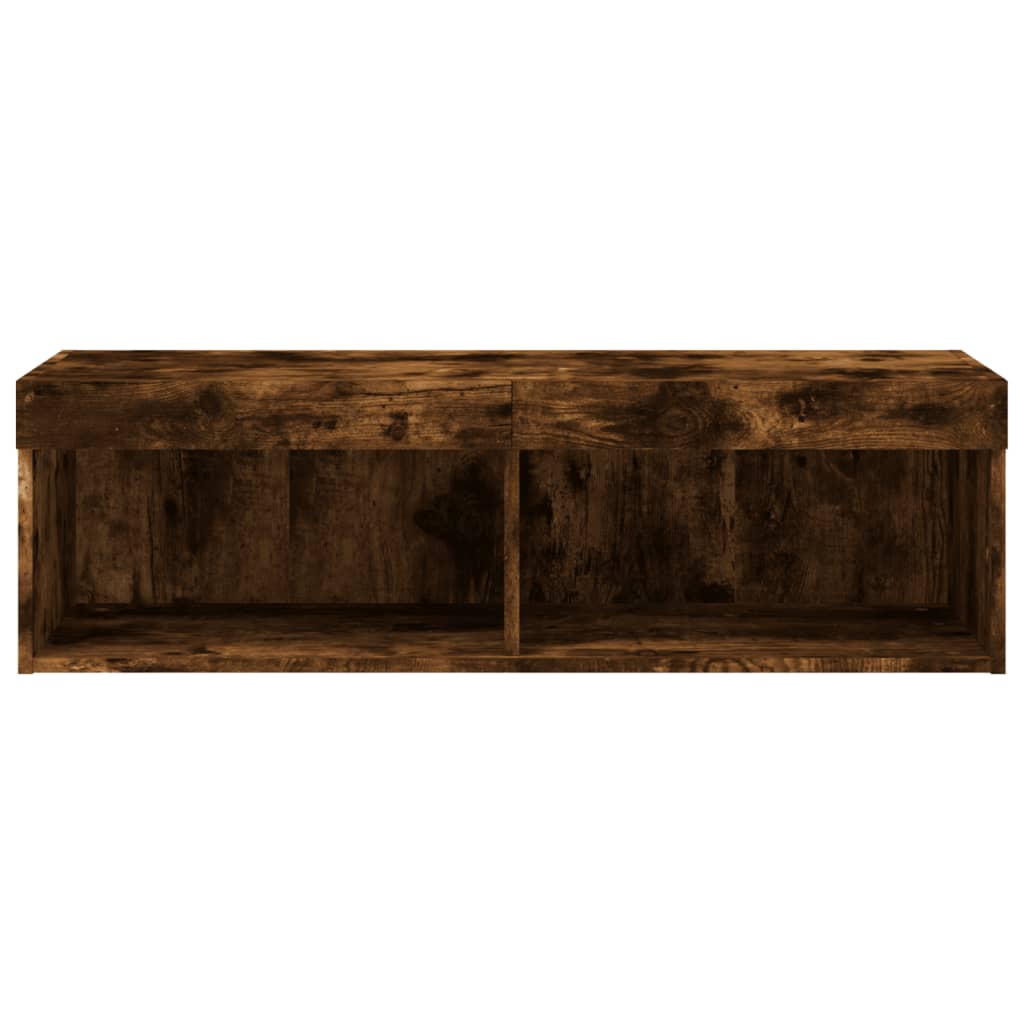 Meuble TV avec lumières LED chêne fumé 100x30x30 cm - XIOS